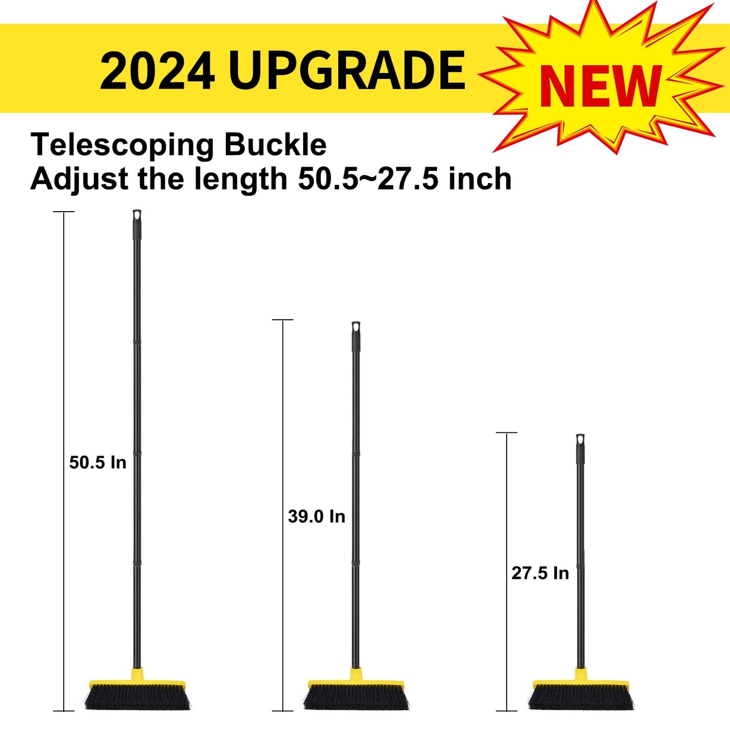 - Yard Brush Heavy Duty Outdoor Concrete Broom Telescopic Long Handle with Stiff Bristles for Cleaning Scrubbing Deck Driveway Yard Patio Wood Stone Tile Garden Warehouse Leaves Lawn