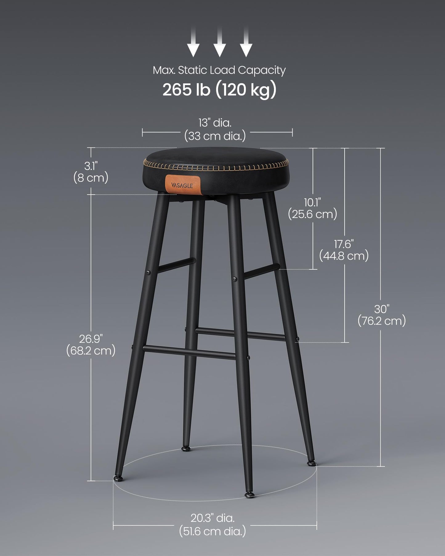 - VASAGLE EKHO Collection - Bar Stools Set of 2 -