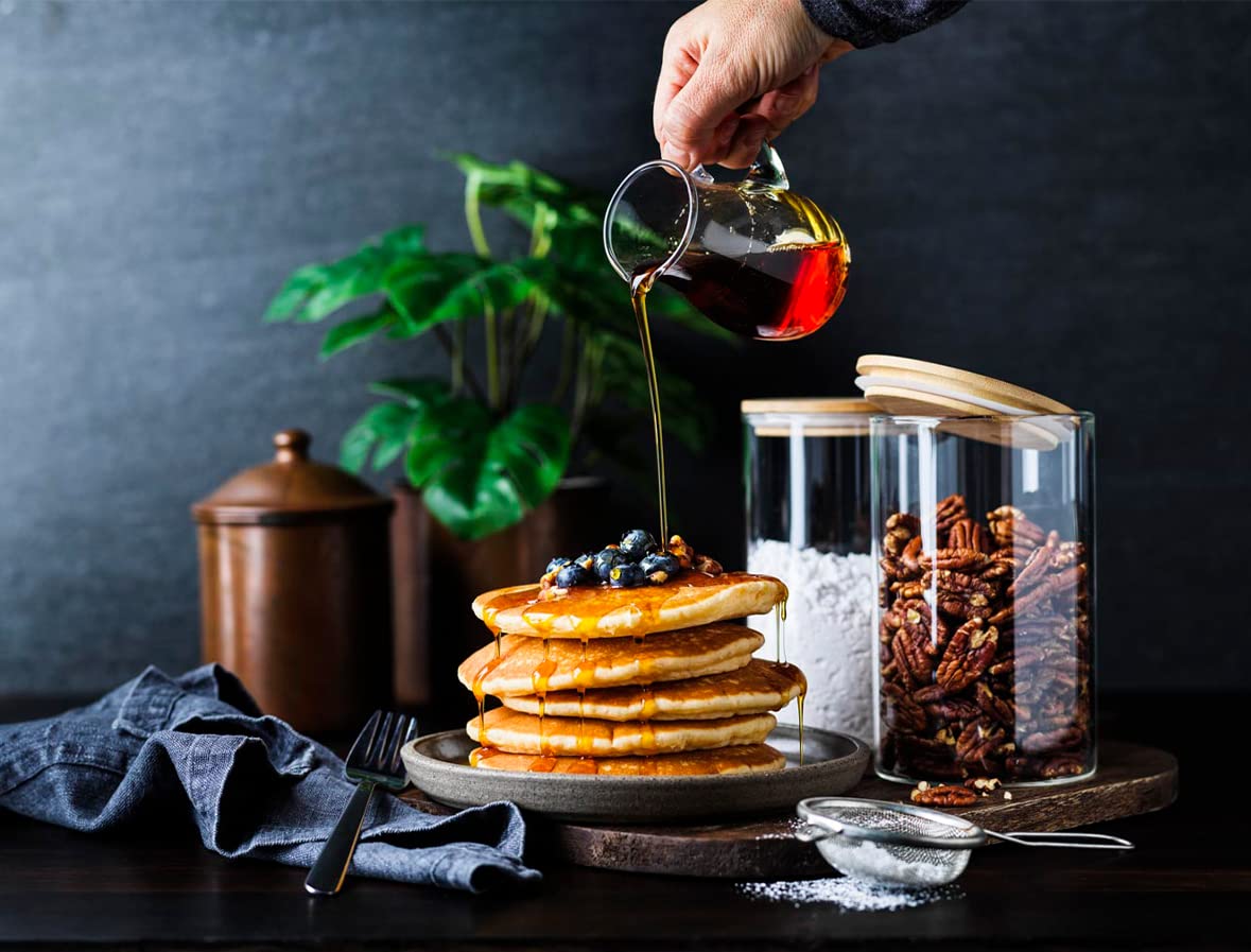 - Franklin Lade Glass Storage Jars | 3 Piece Set 900ml | Airtight Bamboo Lids | Glass Jars with lids | Tea Coffee Sugar Canisters | Pantry Storage Containers | Storage Jars for Kitchen -