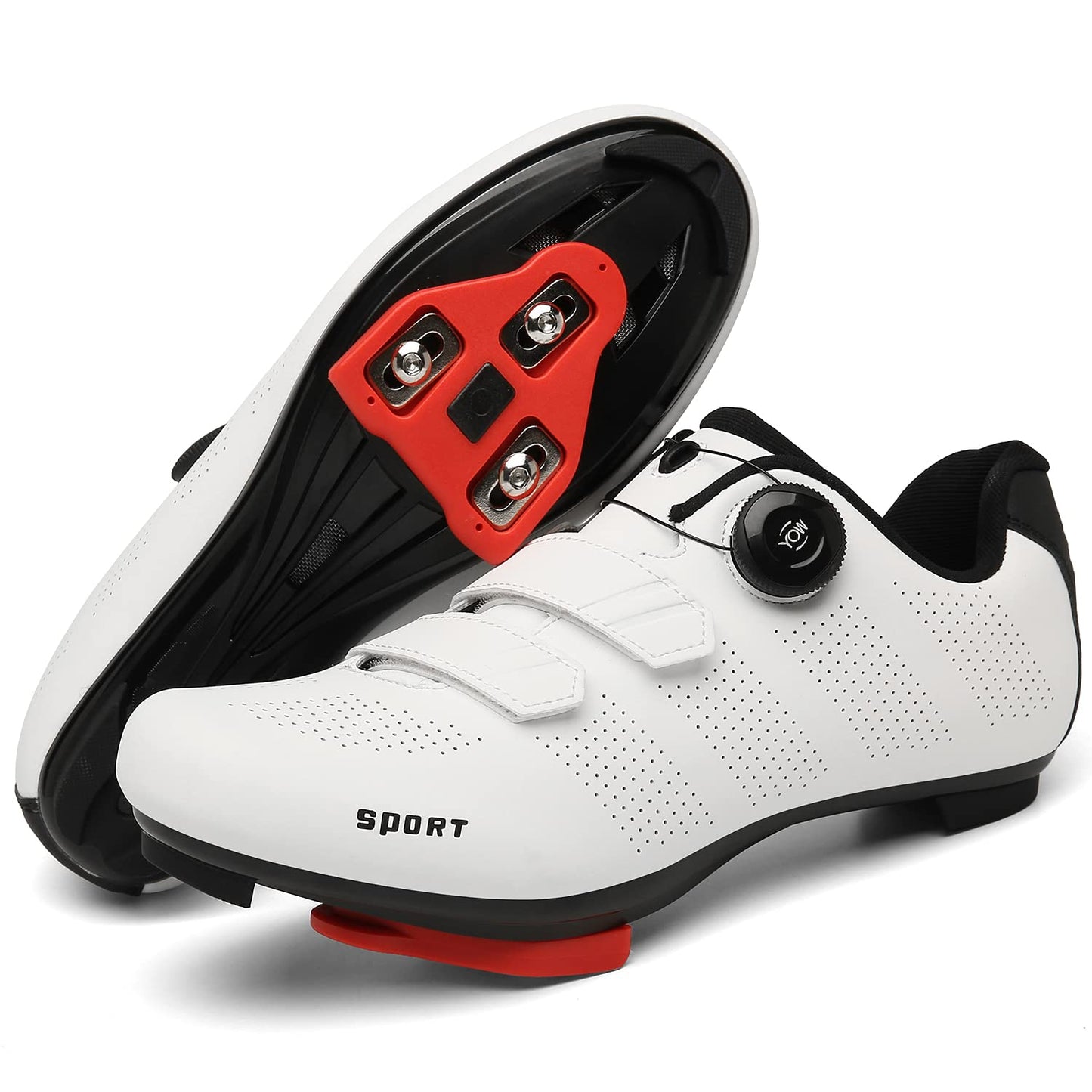 Cycling Shoes for Men Women Road Riding Shoe Compatible SPD Outdoor Indoor Cycling Shoes with Look Delta 218White47
