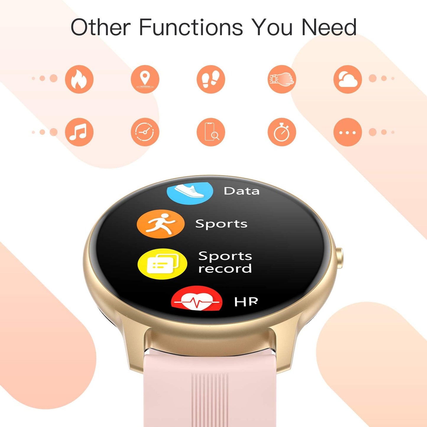 AGPTEK Smart Watch for Women, 1.3'' Full Touch Fitness LW11 Watch with Female Health Tracking, Heart Rate Monitor, IP68 Waterproof Outdoor Sports Smartwatch for Android iOS Phones