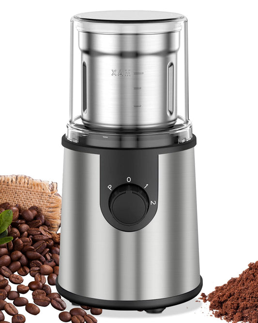 Andizun Coffee Grinder Electric, 350W Motor 80g Capacity Spice Grinder Electric with 304 Stainless Steel Blades for Coffee Beans, Nuts, Pepper