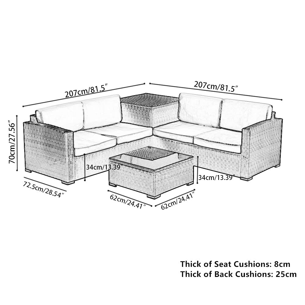 - Panana 4 Seater | Rattan Furniture Set | Lounge Corner Sofa Set -