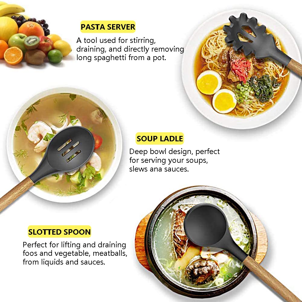 - Kitchen Utensils Set | 12 pcs | Non-Stick Silicone Cooking Kitchen Utensils Spatula Set -