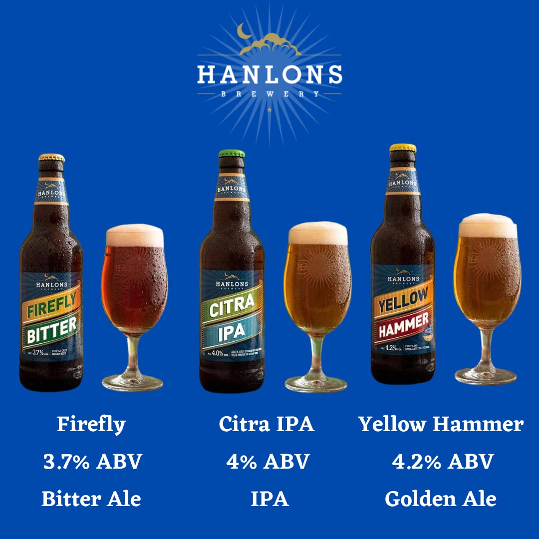 - Hanlons Premium Mixed English Pale Ale & IPA Real Ale Craft Beer Gift Set | 12 x 500ml Beer Bottles -