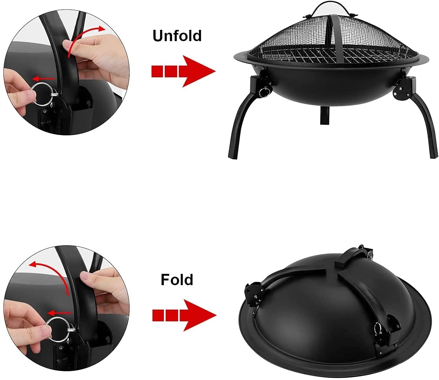 - HH Home Hut Fire Pit | Folding Portable Heater For Outdoors | Ideal For Garden BBQ -