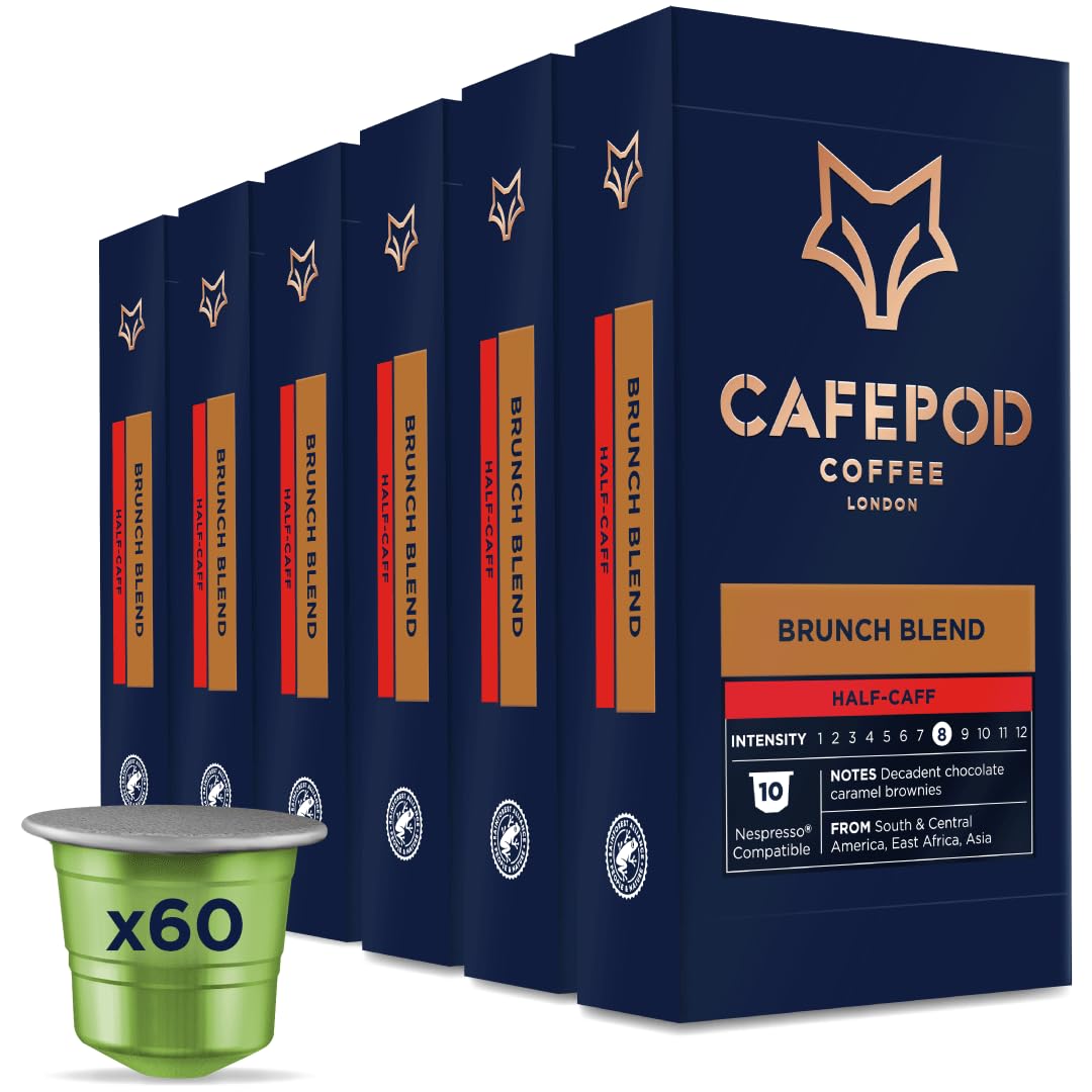 CafePod Coffee Pods Nespresso Compatible Half-Caff Brunch Blend 60 Aluminium Capsules