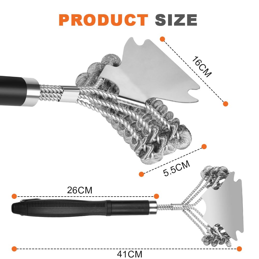 - Flintronic BBQ Grill Cleaning Brush | Barbecue Steel Brushes with Metal Scraper -