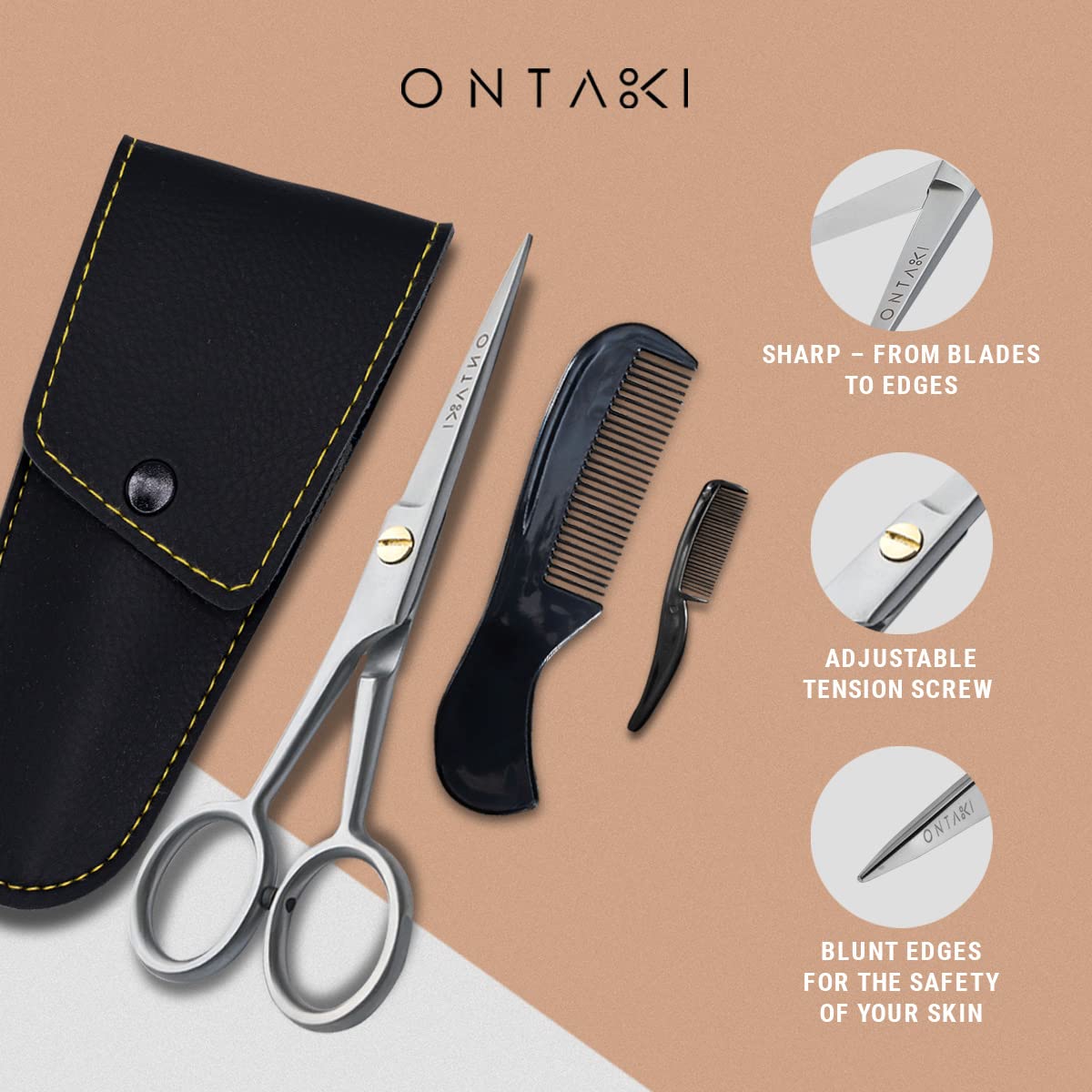- ONTAKI Professional German Beard & Mustache Scissors -