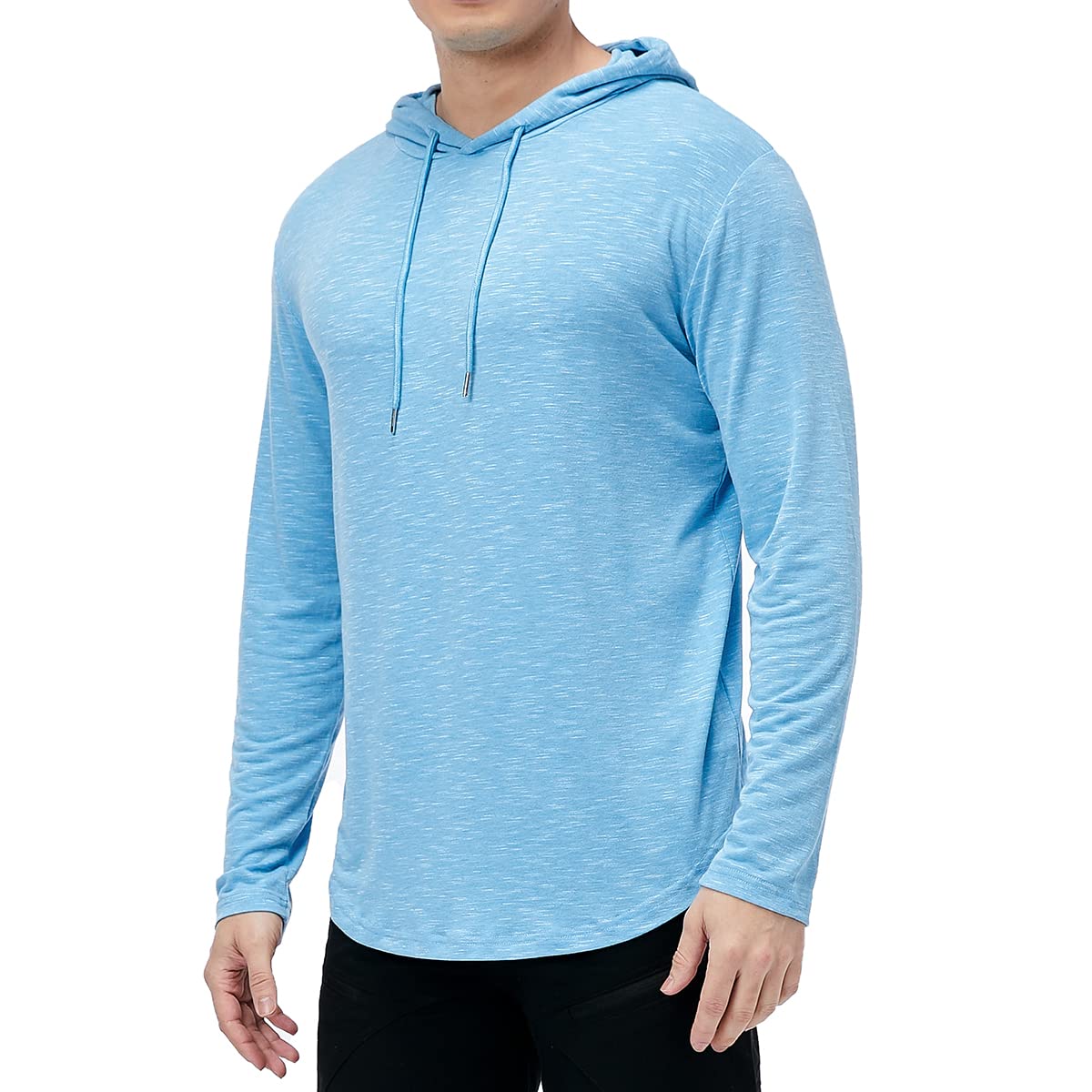 CARWORNIC Men's Quick Dry Hooded Tops Lightweight Running Hiking Athletic Hoodies Long Sleeve Thin Breathable Golf Top Active Sports Gym T-Shirt Men Outdoor Casual Fishing T Shirt Blue
