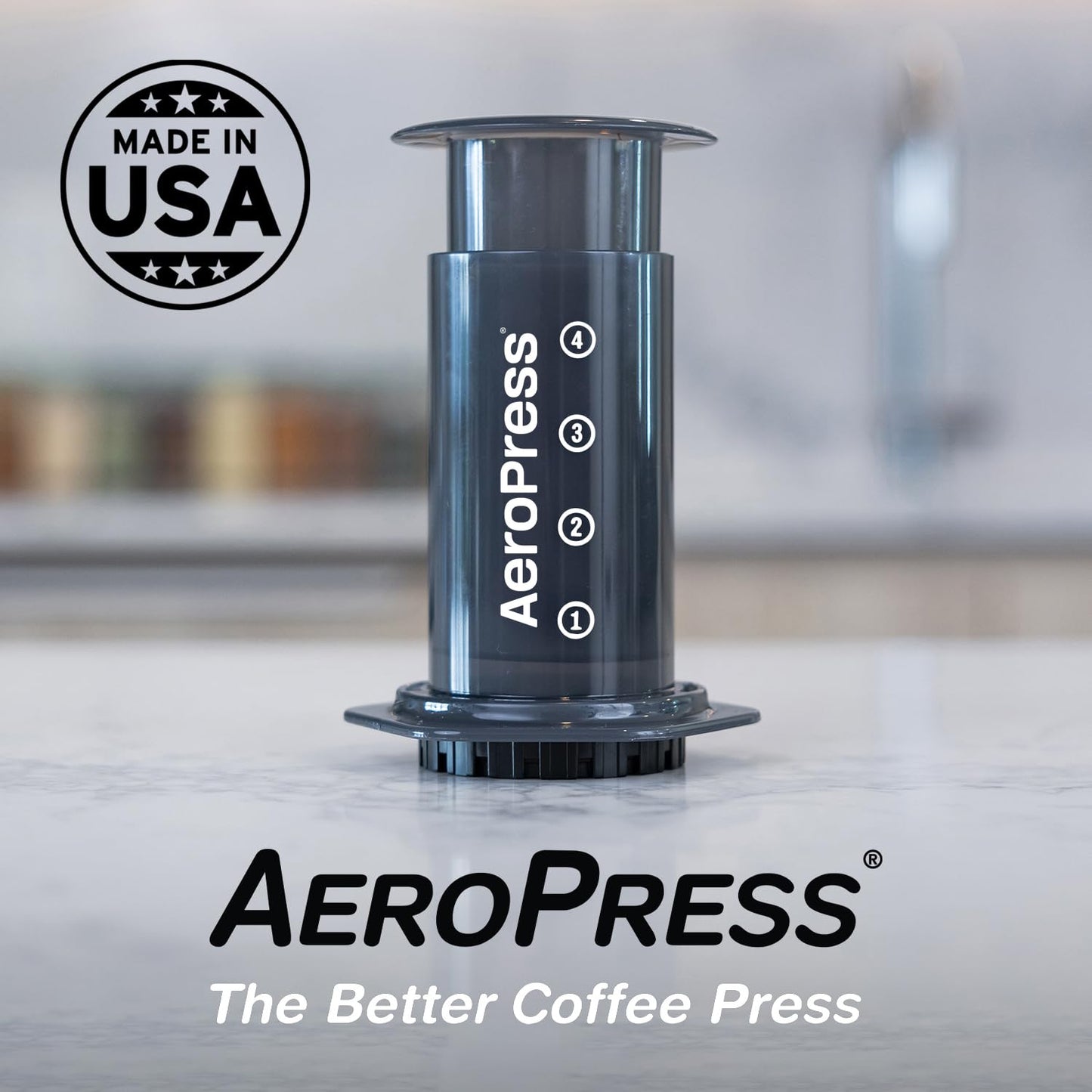 AeroPress Coffee and Espresso Maker - Quickly Makes Delicious Coffee Without Bitterness - 1 to 3 Cups Per Pressing,Black