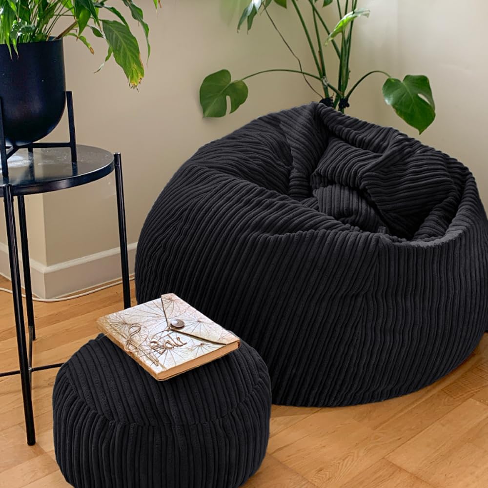- Rucomfy Beanbags Large Corduroy Slouchbag | Plush Bean Bag Chair for Adults -