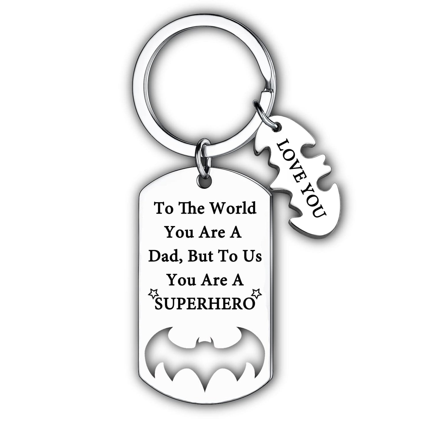 Dad Keyring Gifts from Daughter Son Daddy Birthday Gift for Dad Fatherās Day Gift Dad Presents Key Chain for Papa Father KeyChain To The World You Are A Dad But To Us You Are A SUPERHERO(Dad)
