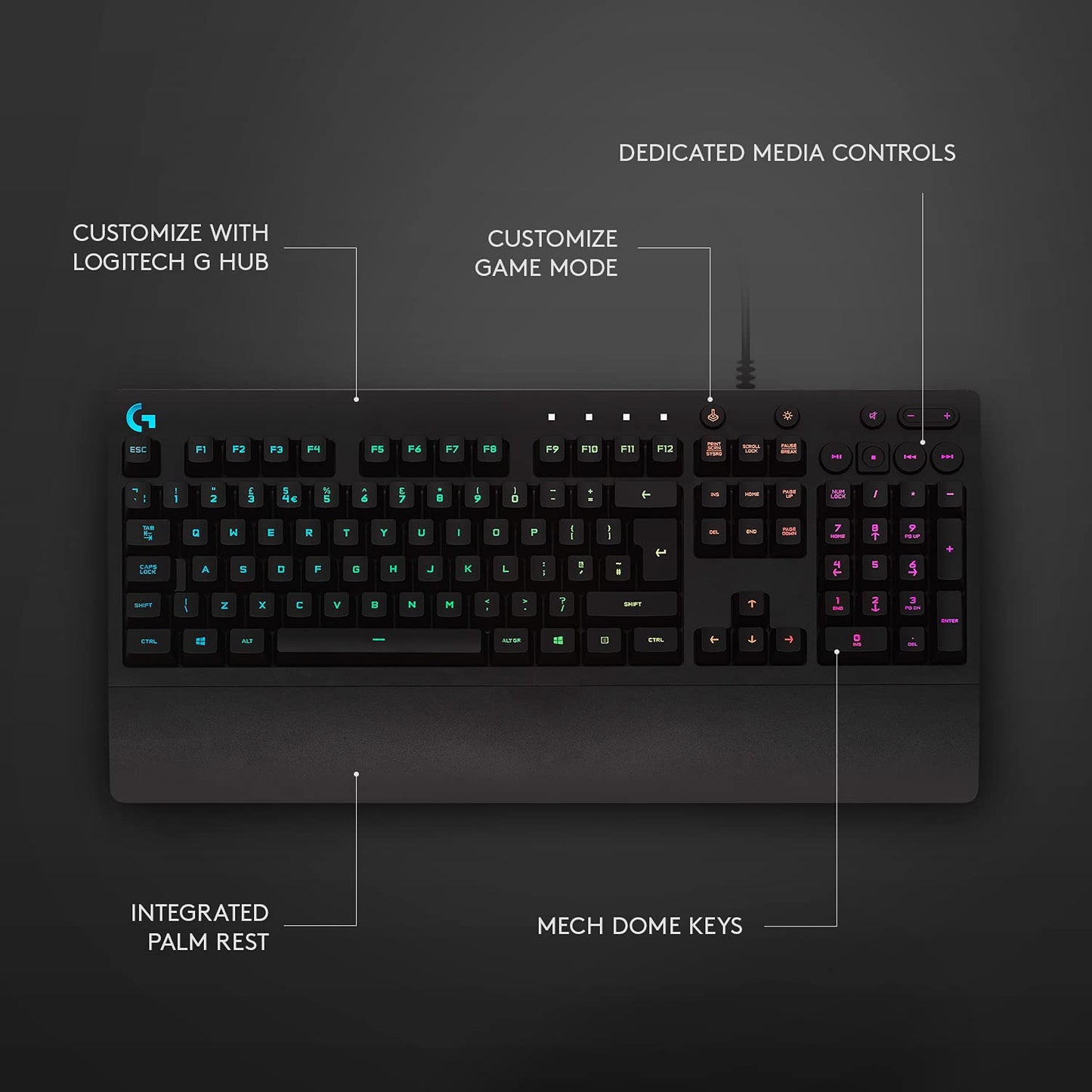- Logitech G G213 Prodigy Gaming Keyboard | LIGHTSYNC RGB Backlit Keys | Spill-Resistant | Customizable Keys -