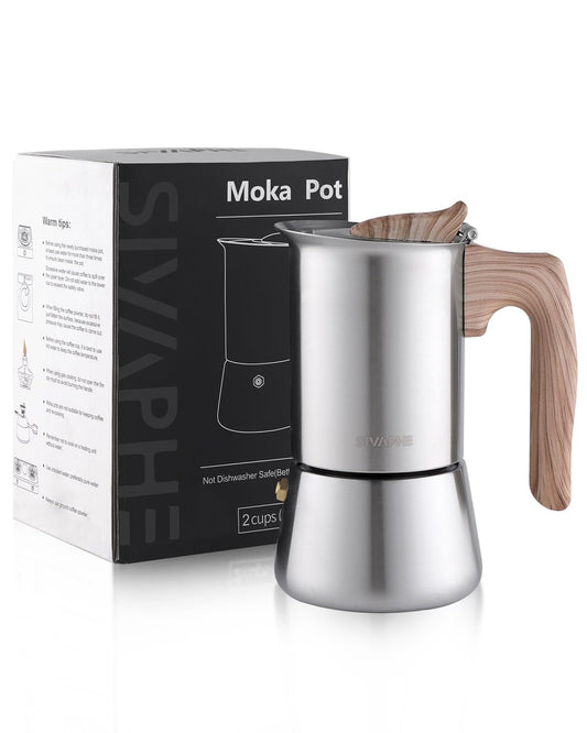 - Sivaphe Stovetop Espresso Maker 100ml | Induction Hob Italian Coffee Percolator Maker -