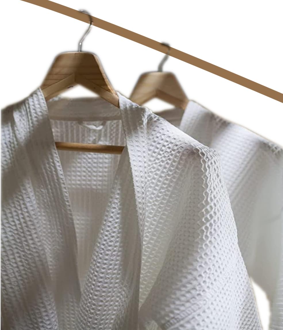 A & B TRADERS Lightweight Cotton Summer Unisex Waffle Spa Bathrobe One Size