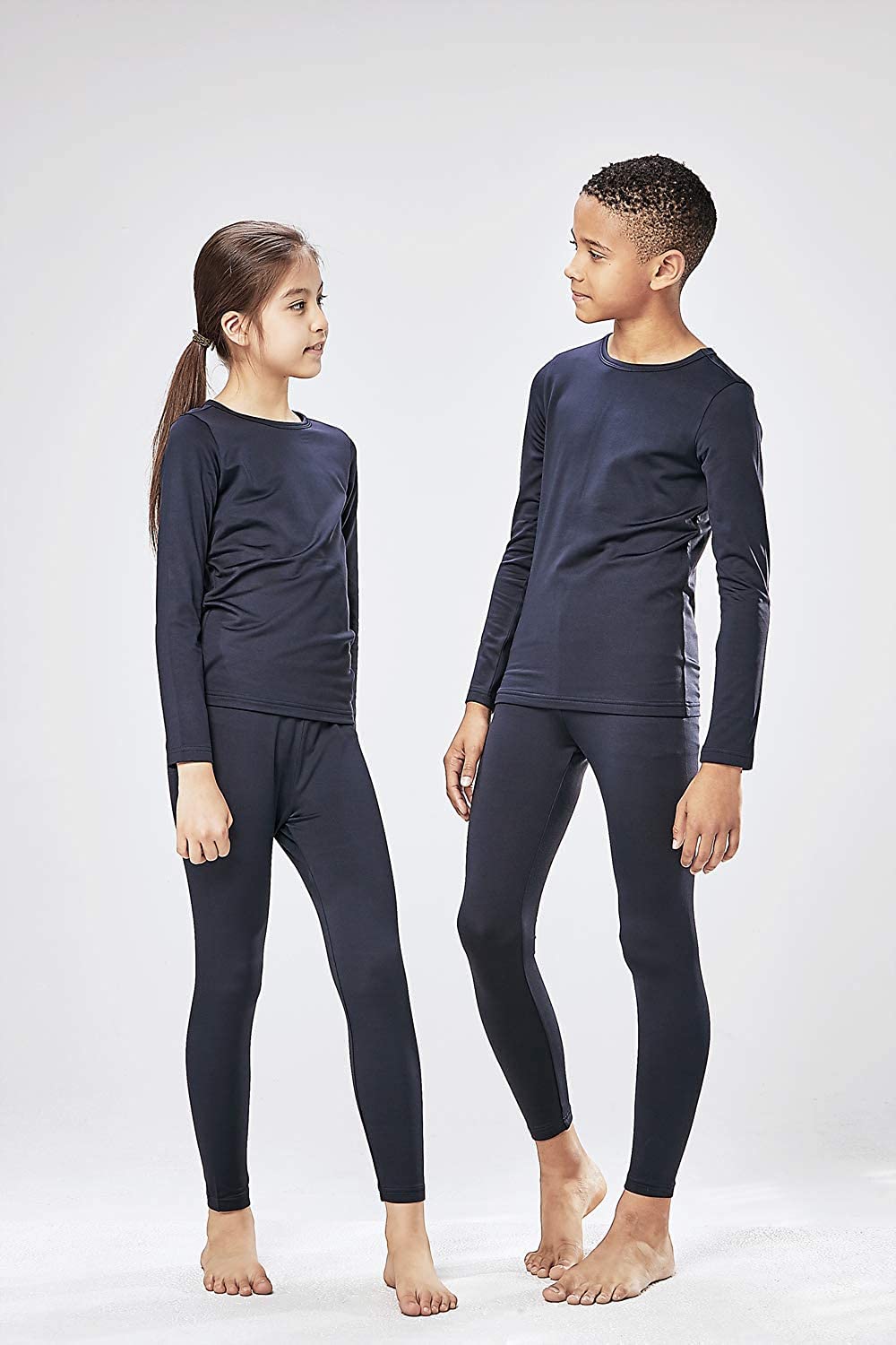 - orbiz Kids Thermal Base Layer Set | Winter Warm Underwear Full Set | Long John Bottoms and Long Sleeve Top -