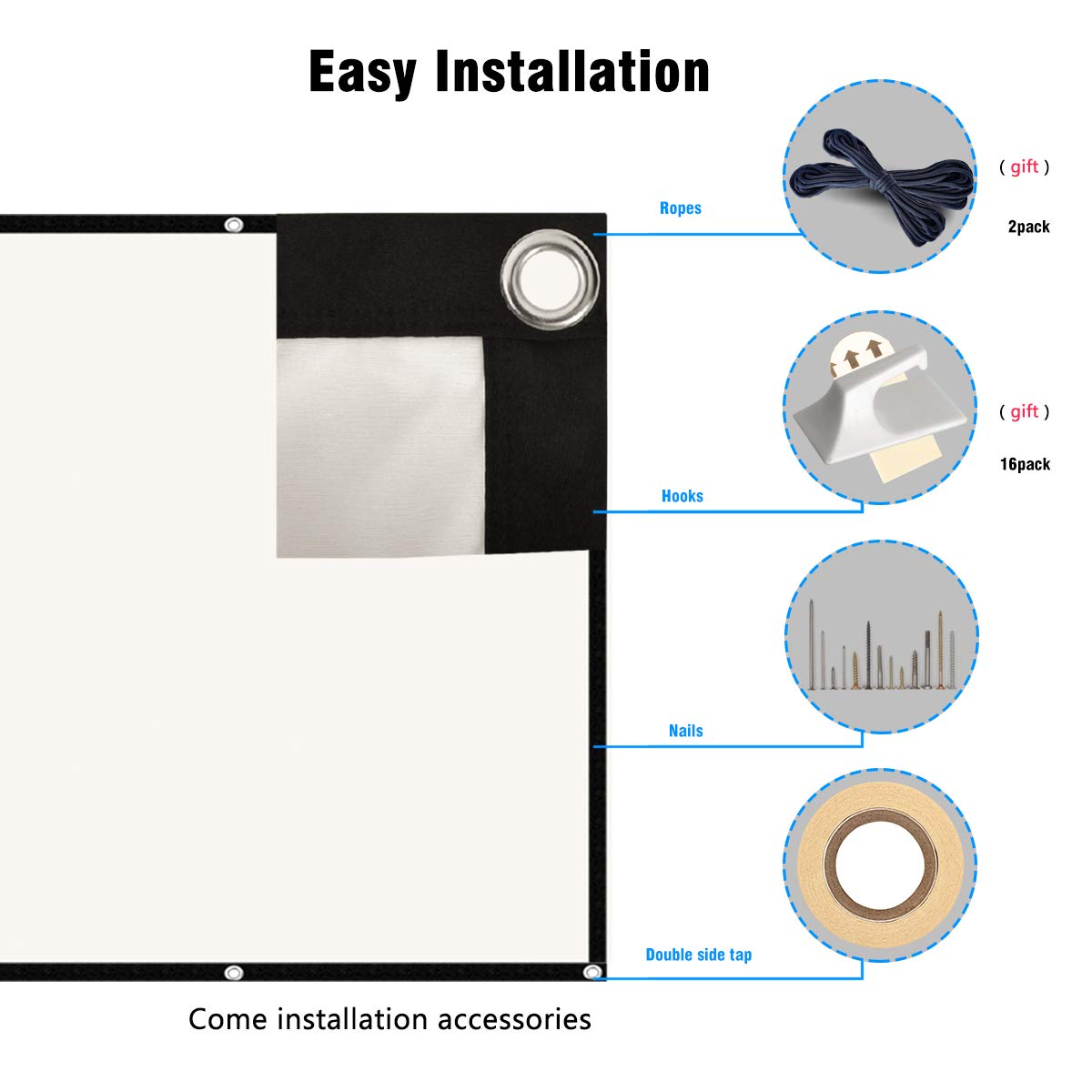 - Projector Screen 100 Inch | Portable Projector Screen | 16:9 HD 4K Screen -