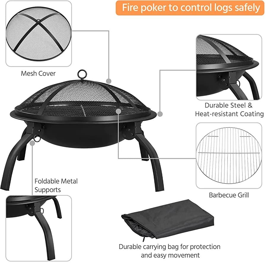 - HH Home Hut Fire Pit | Folding Portable Heater For Outdoors | Ideal For Garden BBQ -