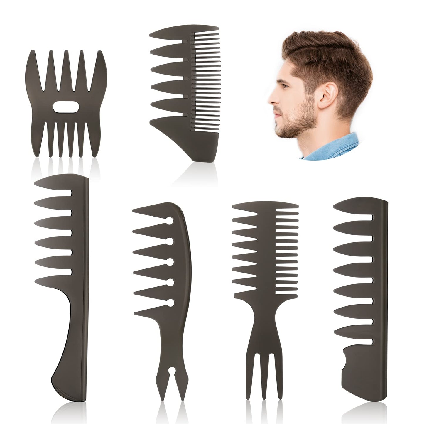 - URAQT Mens Styling Comb, 6Pcs Wide Tooth Hair Comb Styling Set -