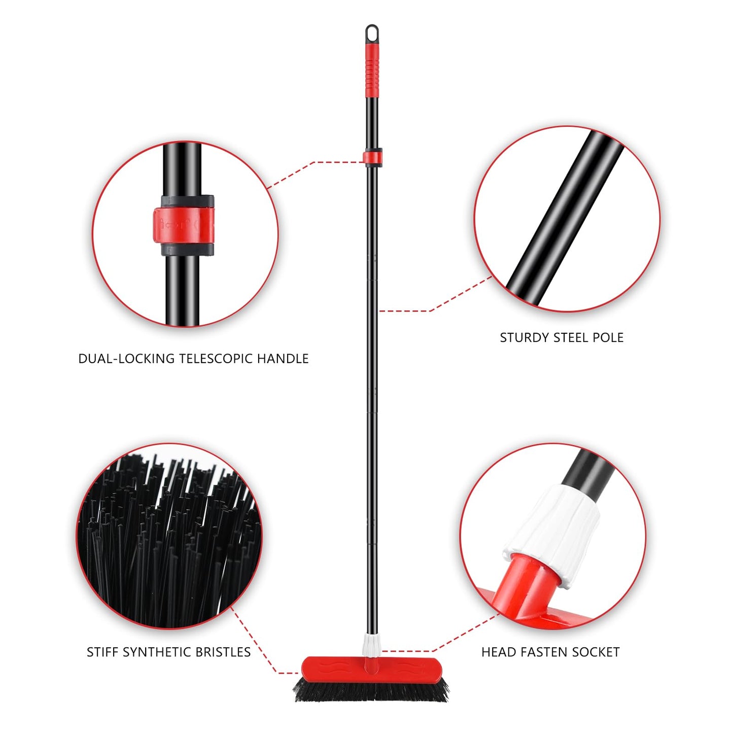 - Mitclear Yard Broom Heavy Duty with Long Handle | (57IN) Garden Brush with Stiff Bristles -