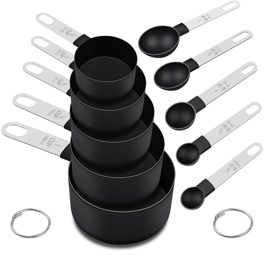 - FONYA 10 Piece Measuring Cups and Spoons Set | 5 Measuring Cups / 5 Measuring Spoons Nesting Measure Cups With Stainless Steel Handle -