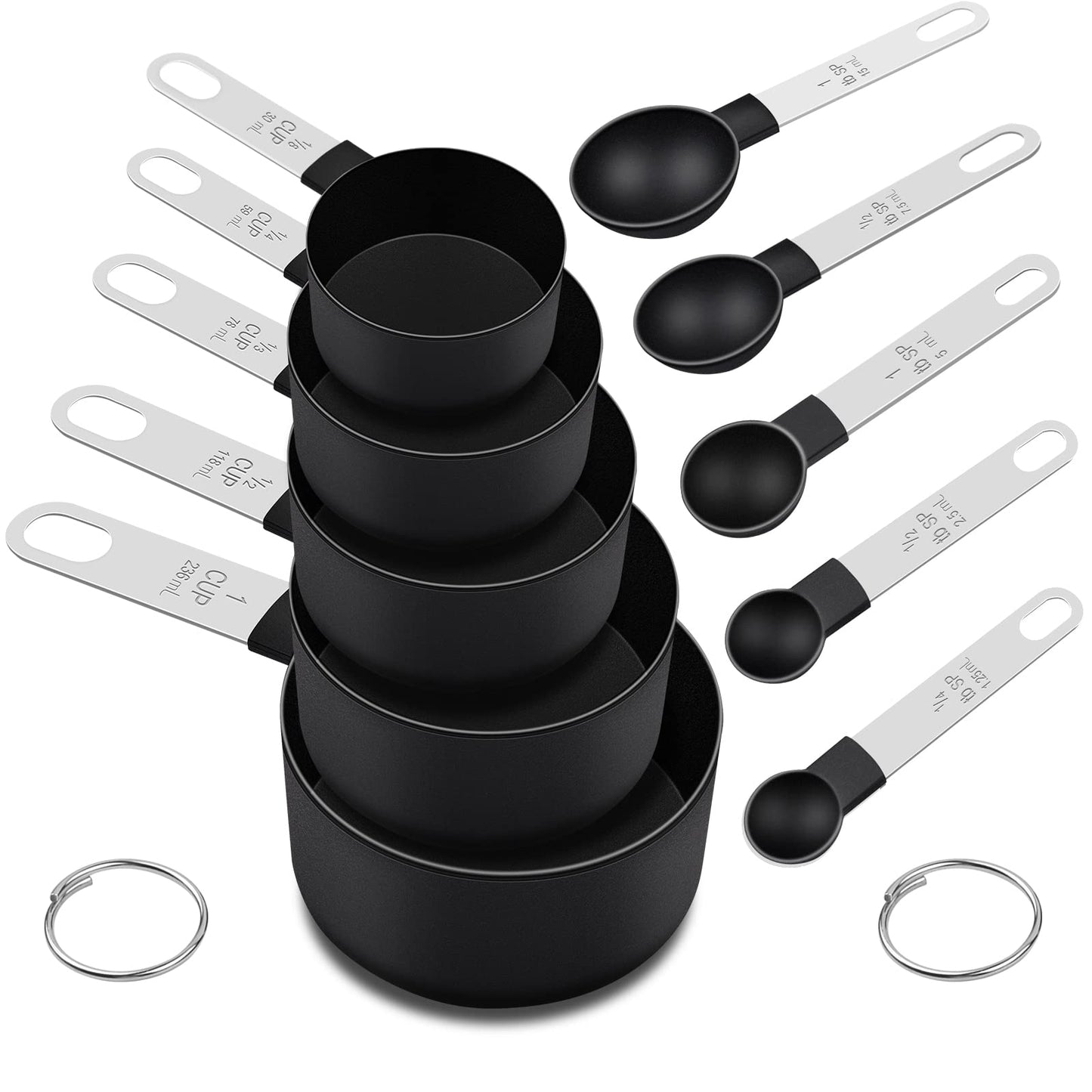 - FONYA 10 Piece Measuring Cups and Spoons Set | 5 Measuring Cups / 5 Measuring Spoons Nesting Measure Cups With Stainless Steel Handle -