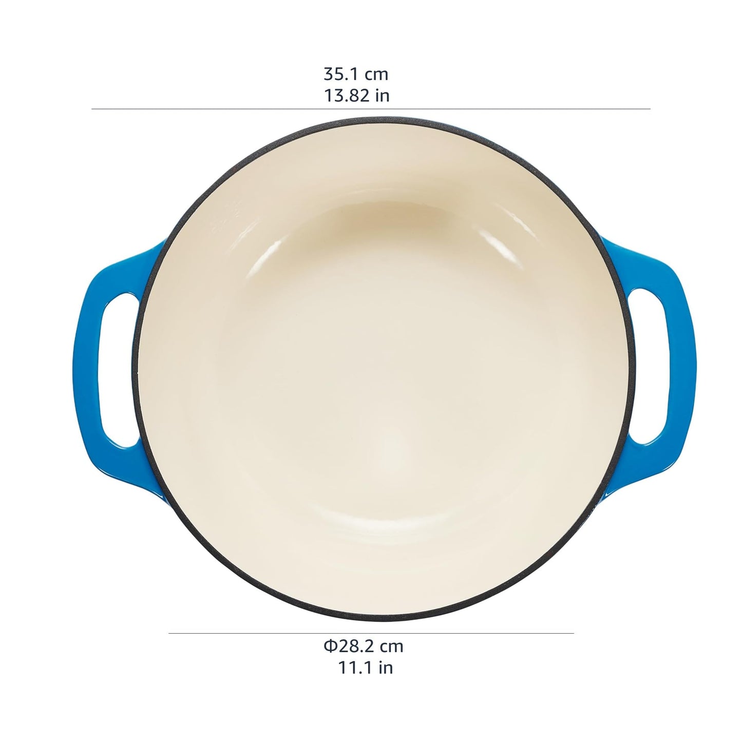 Amazon Basics Enameled Cast Iron Round Dutch Oven with Lid and Dual Handles, Heavy-Duty, 5.6 L, Blue