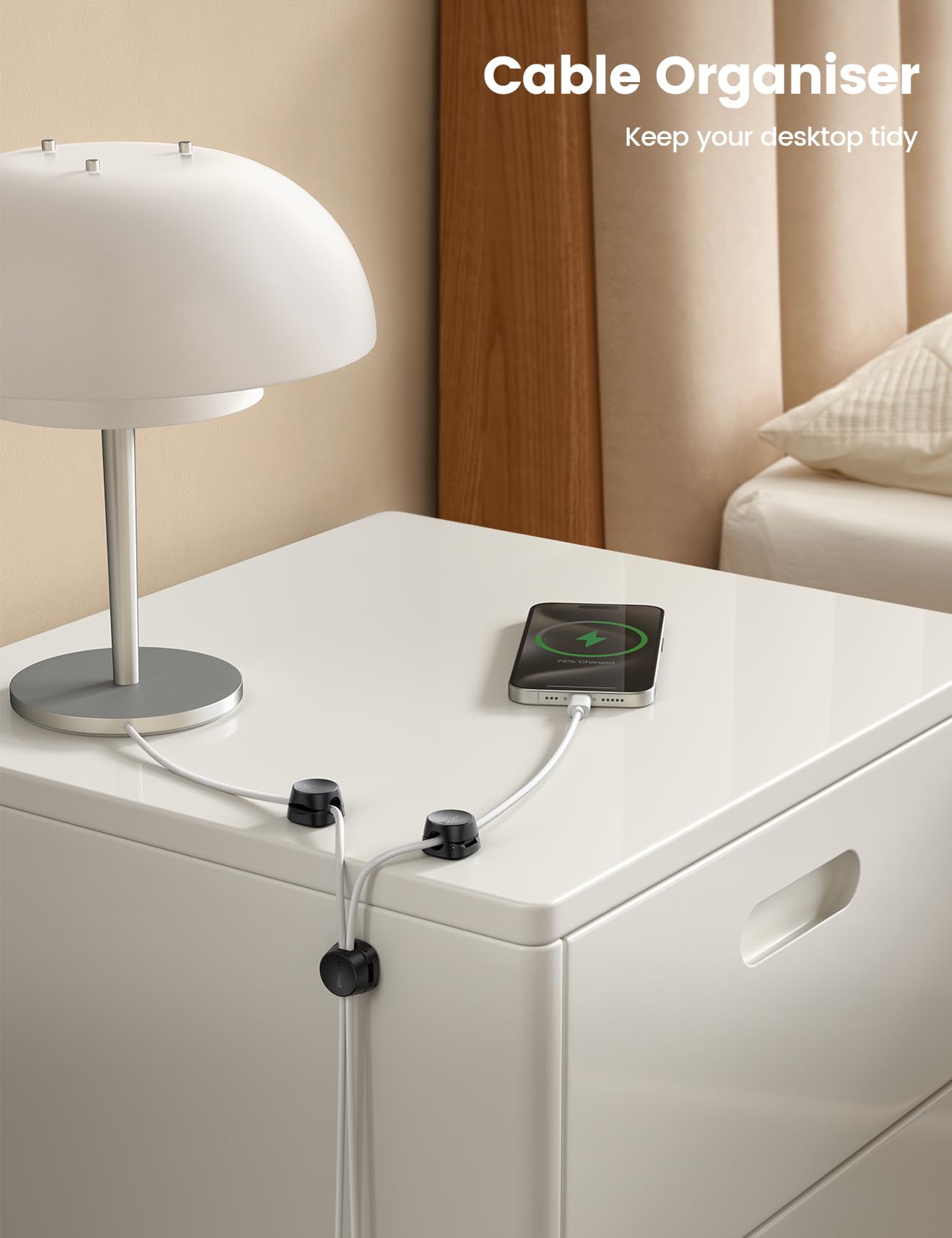 - Lamicall Spring Cable Holder Clips | No-residue Cord Cable Management -