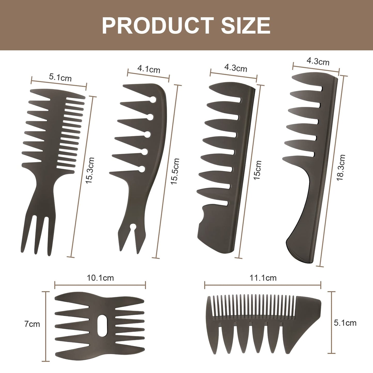- URAQT Mens Styling Comb, 6Pcs Wide Tooth Hair Comb Styling Set -