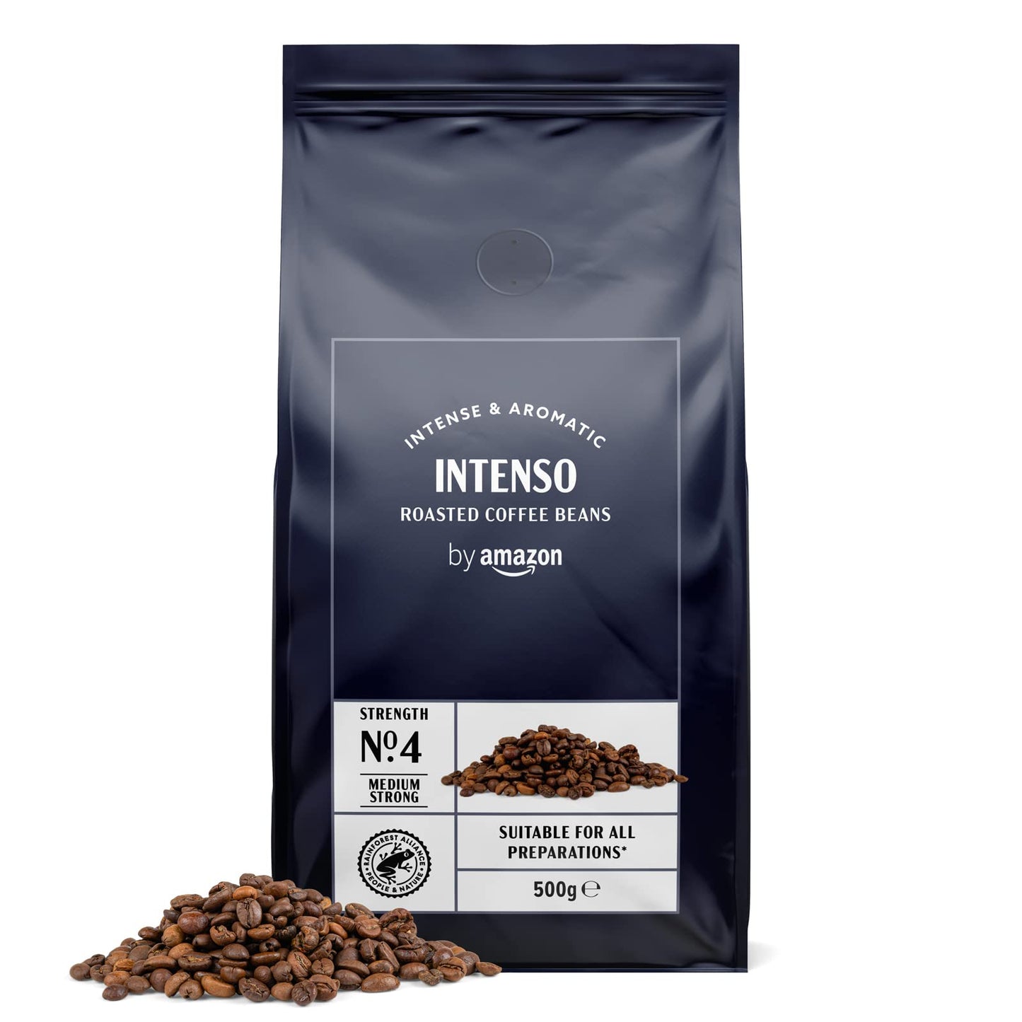 by Amazon Coffee Beans Caffè Intenso, Light Roast, 1kg (2 Packs of 500g), Rainforest Alliance Certified