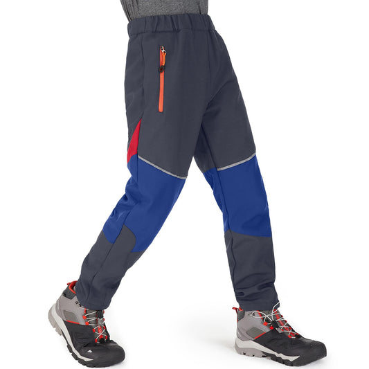 - Waterproof Trousers Kids Fleece Lined Girls Boys Cargo Soft Shell Trousers Insulated