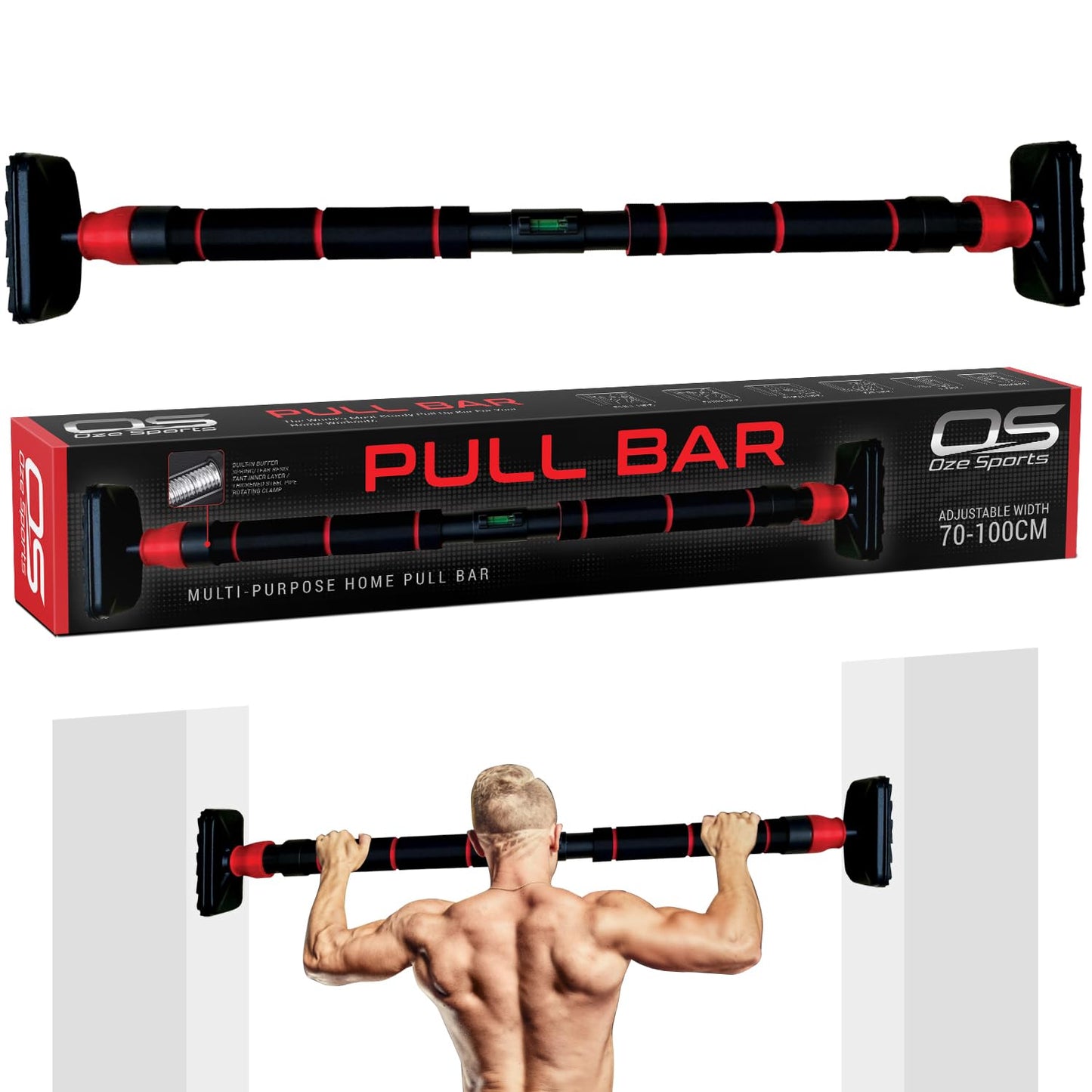 - Door Pull Up Bar | Doorway Chin Up Bar | Adjustable Width Locking Mechanism -