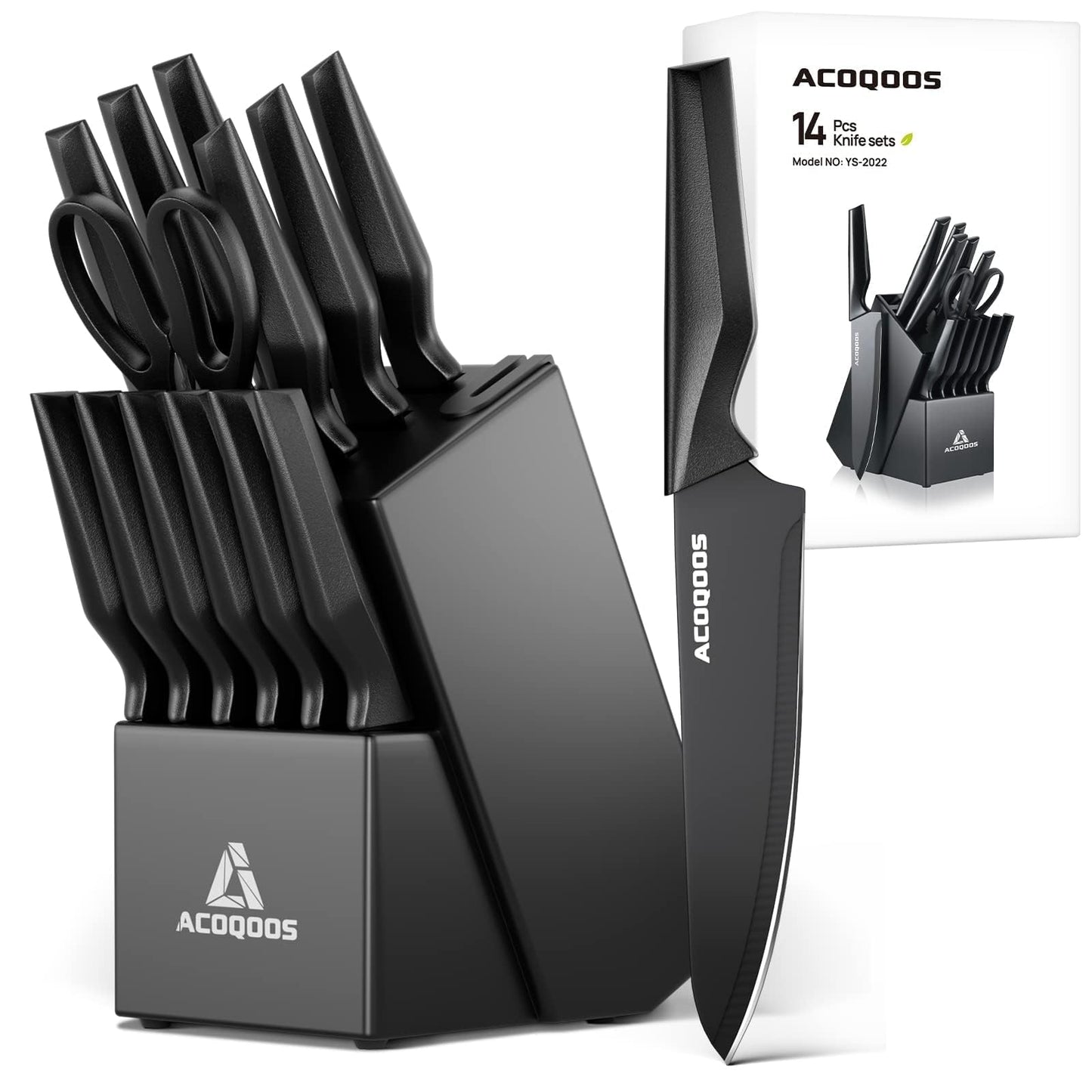 - Knife Set with Block | 14 Piece with Built-in Sharpener | Kitchen Knives for Chopping -