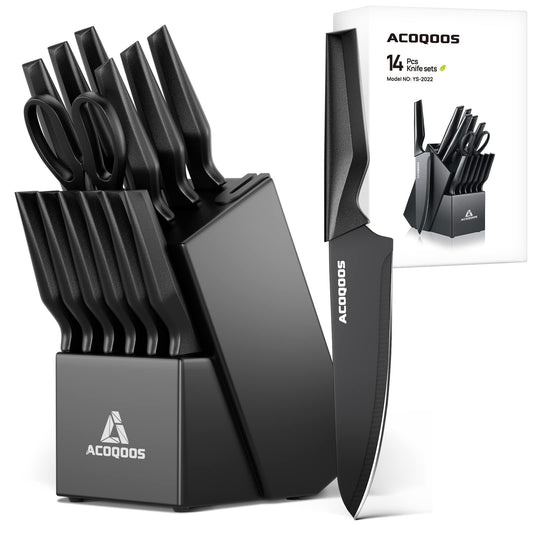 - Knife Set with Block | 14 Piece with Built-in Sharpener | Kitchen Knives for Chopping -