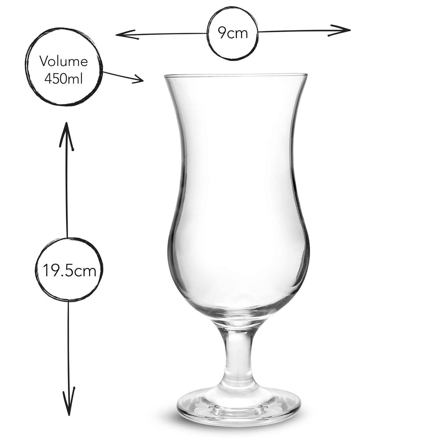 City Pina Colada Glasses 15.75oz / 450ml - Set of 6 - Gift Boxed Classic Poco Grande Hurricane Glassware