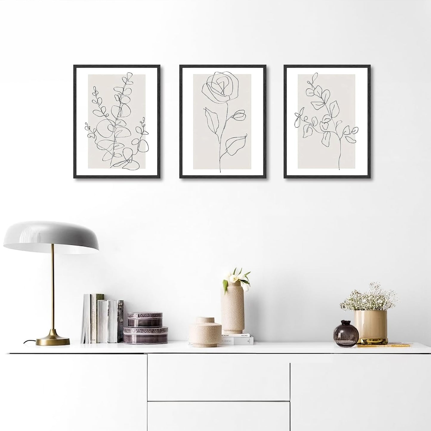 Dazzlewall Abstract Botanical Wall Decor Poster Minimalist Flower Line Wall Poster for Bedroom Living Room Decor 12x16 in Unframed Set of 3