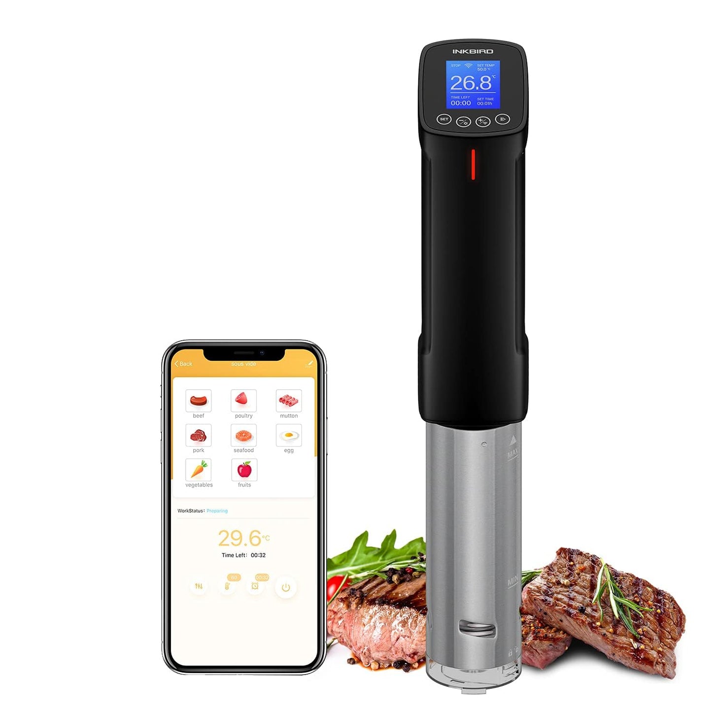 - Inkbird ISV-100W Sous Vide WiFi Cooker Immersion Circulator | Temperature Time and Touch Control Sous Vide Machine 1000 Watts -
