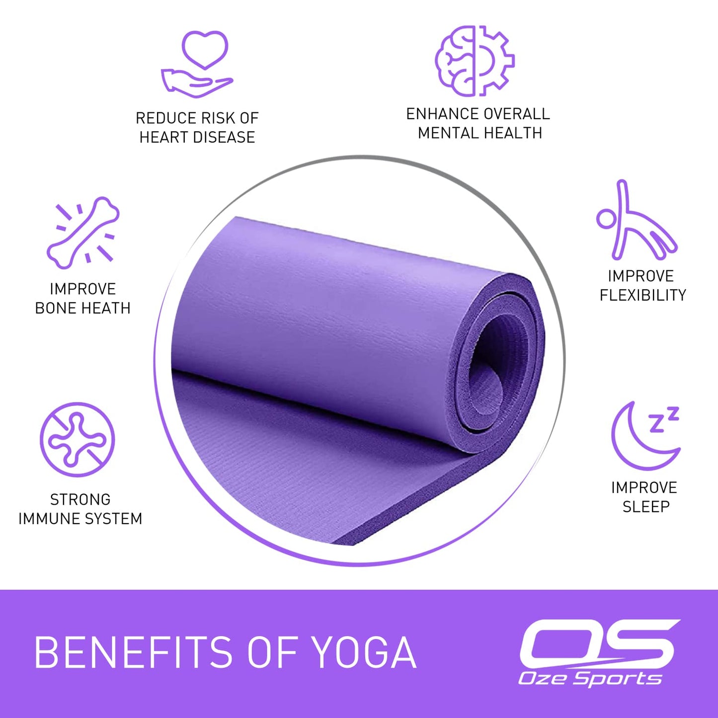 - OZE SPORTS Yoga Mat | Fitness Foam Mat | Extra Thick Non-Slip -