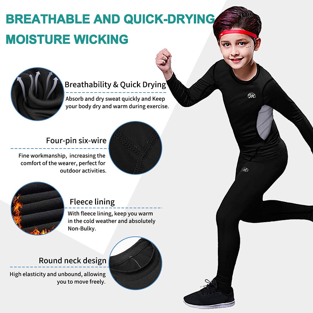 - MeetHoo Thermal Underwear For Kids | Boy's Long Sleeve Base Layer -
