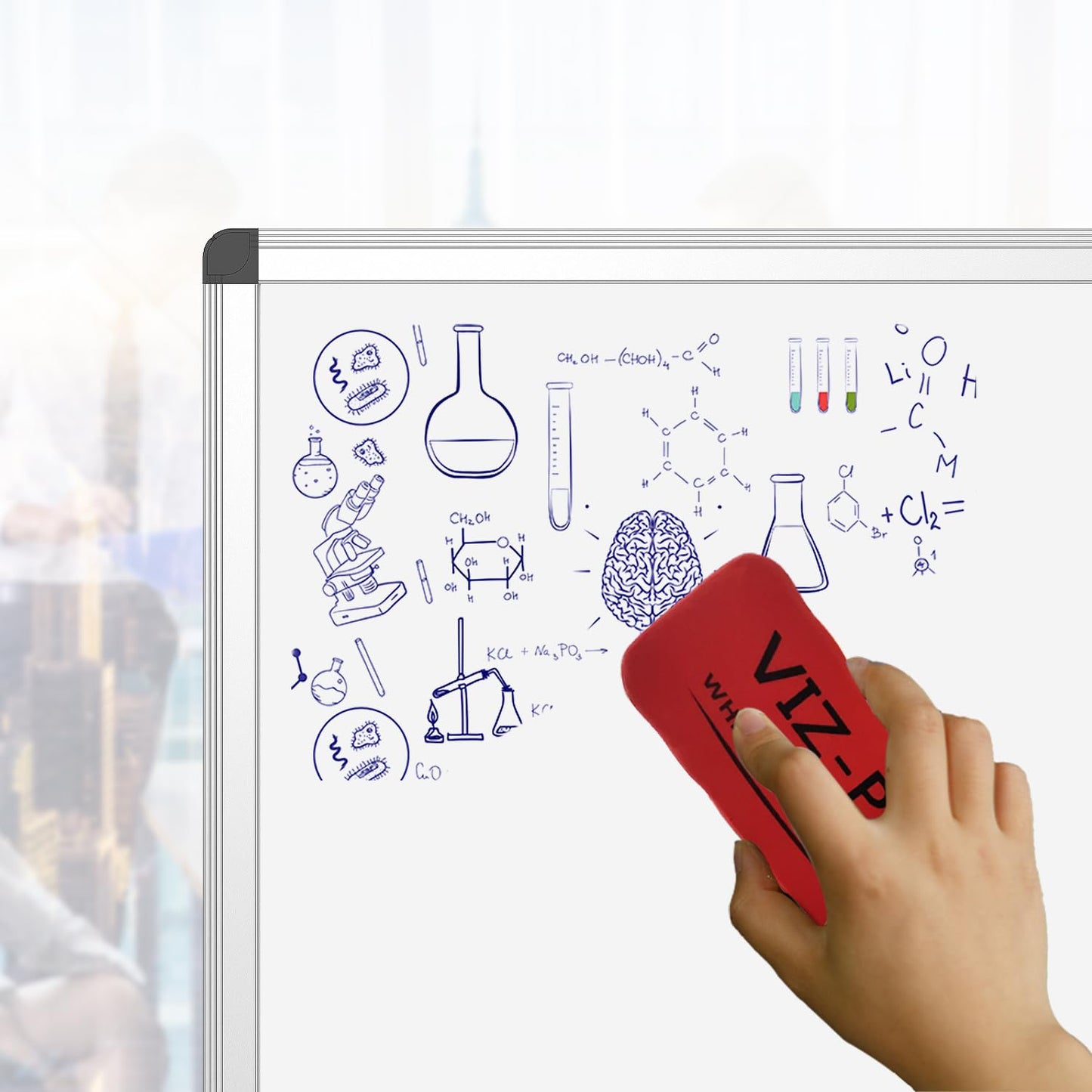 - VIZ-PRO Magnetic Dry Erase Board, Silver Aluminium Frame, 60 x 45 cm -