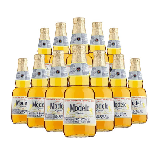 - Modelo Especial Mexican Lager 355ml Bottles | (12 Pack) | 4.5% ABV -