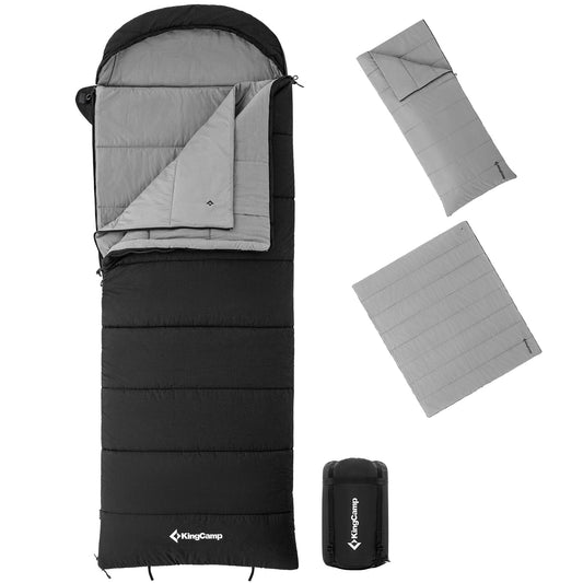 - KingCamp 4 Season Flannel Sleeping Bag For Adults | Warm & Cool Weather XL Wide -