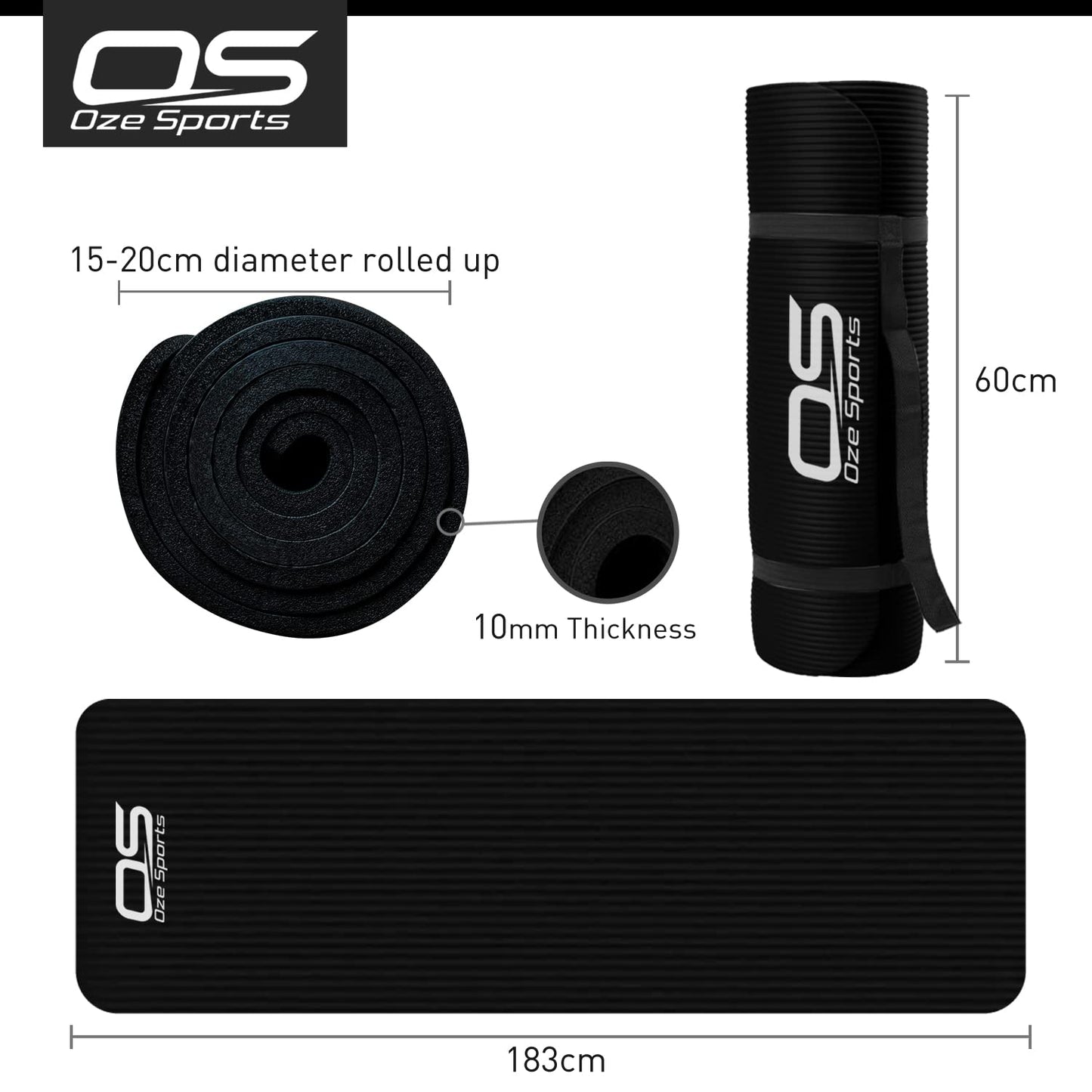 - Yoga Mat Exercise NBR Fitness foam mat Extra Thick Non-Slip Large Padded High Density