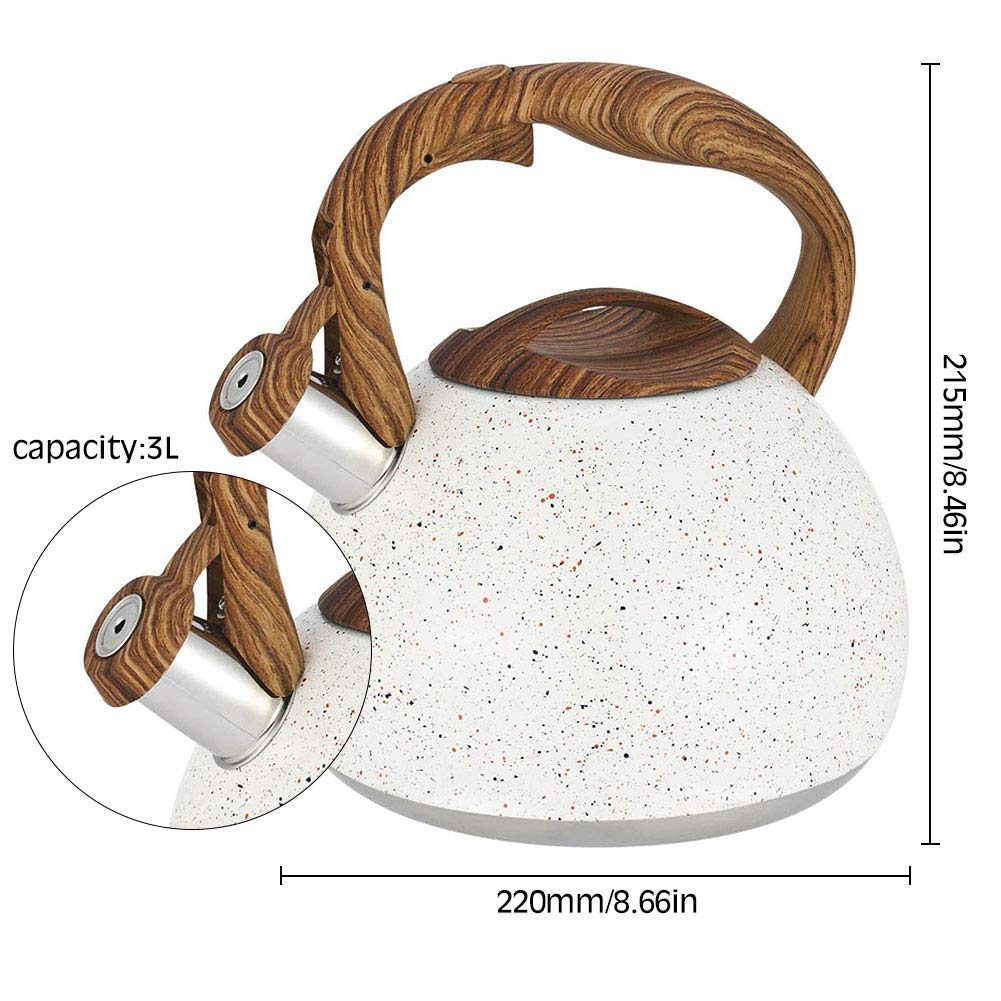 - Fuyamp Marble Stainless Steel Stove Top Whistling Kettle | 3L | Kitchen Teapot -