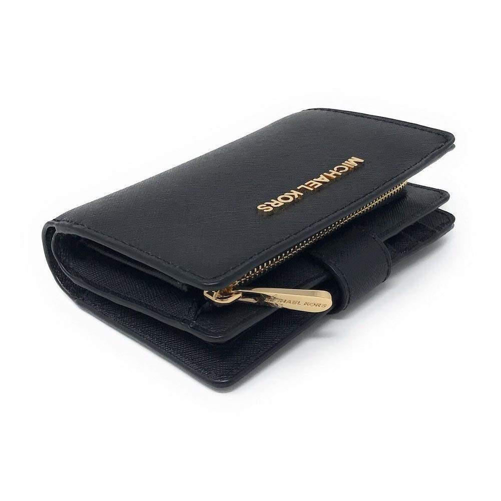 - Michael Kors Jet Set Travel | Saffiano Leather Bifold Zip Coin Wallet -