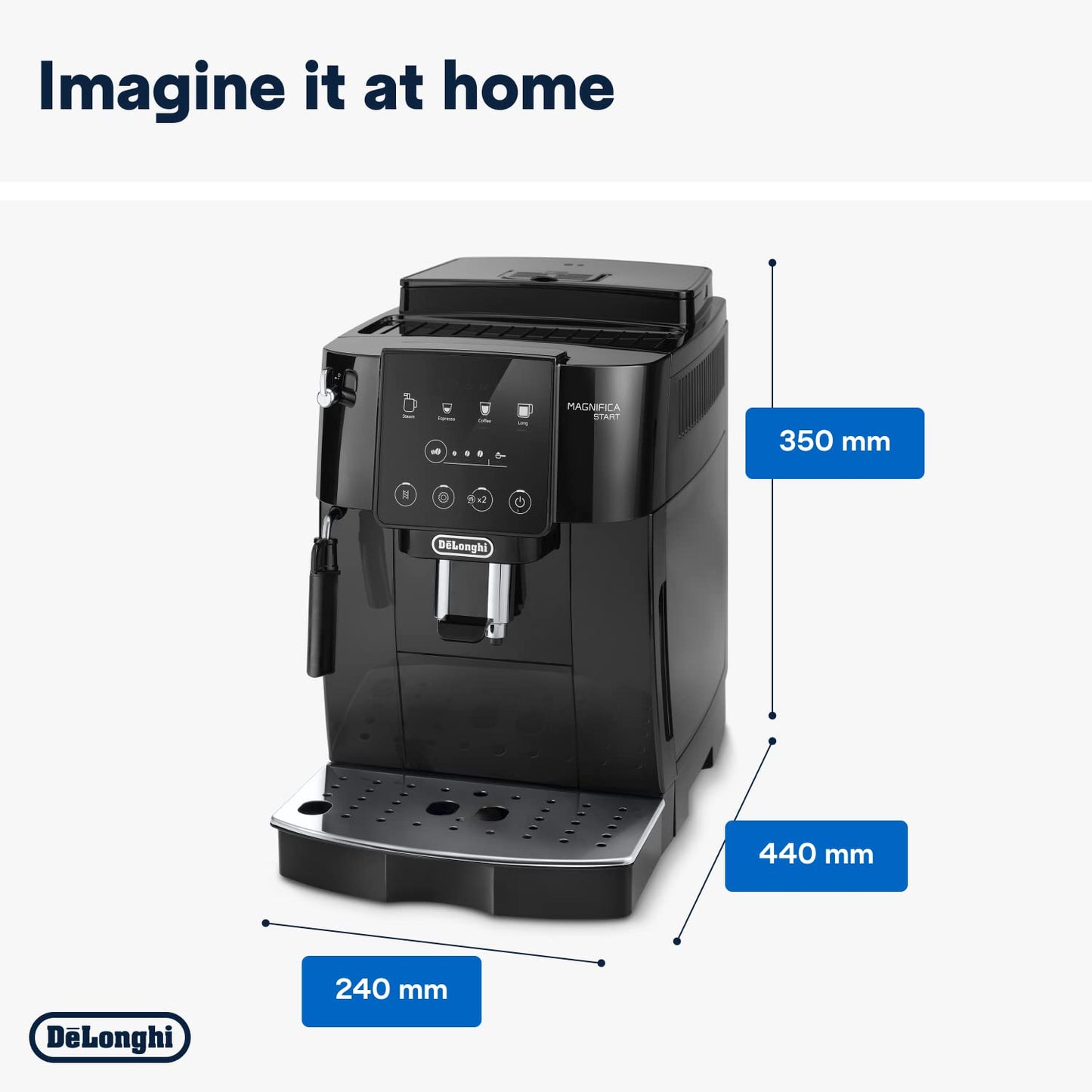 De'Longhi Magnifica Start ECAM222.20.B, Automatic Coffee Machine with Milk Nozzle, Bean to Cup Espresso Machine with 4 One-Touch Recipes, Soft-Touch Control Panel, 1450W, Black
