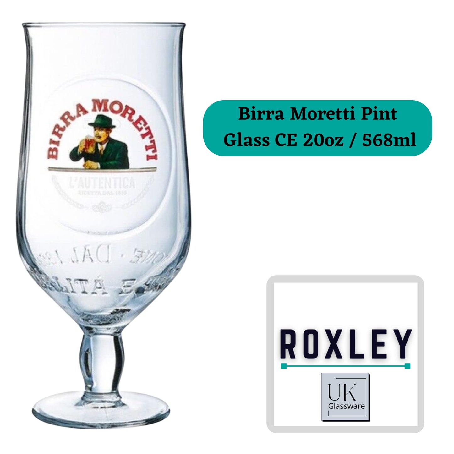 - Roxley Pint Glasses Set | Amstel, Moretti, Strongbow,Heineken | Pint Glass Set x4 Man Cave Made in UK -