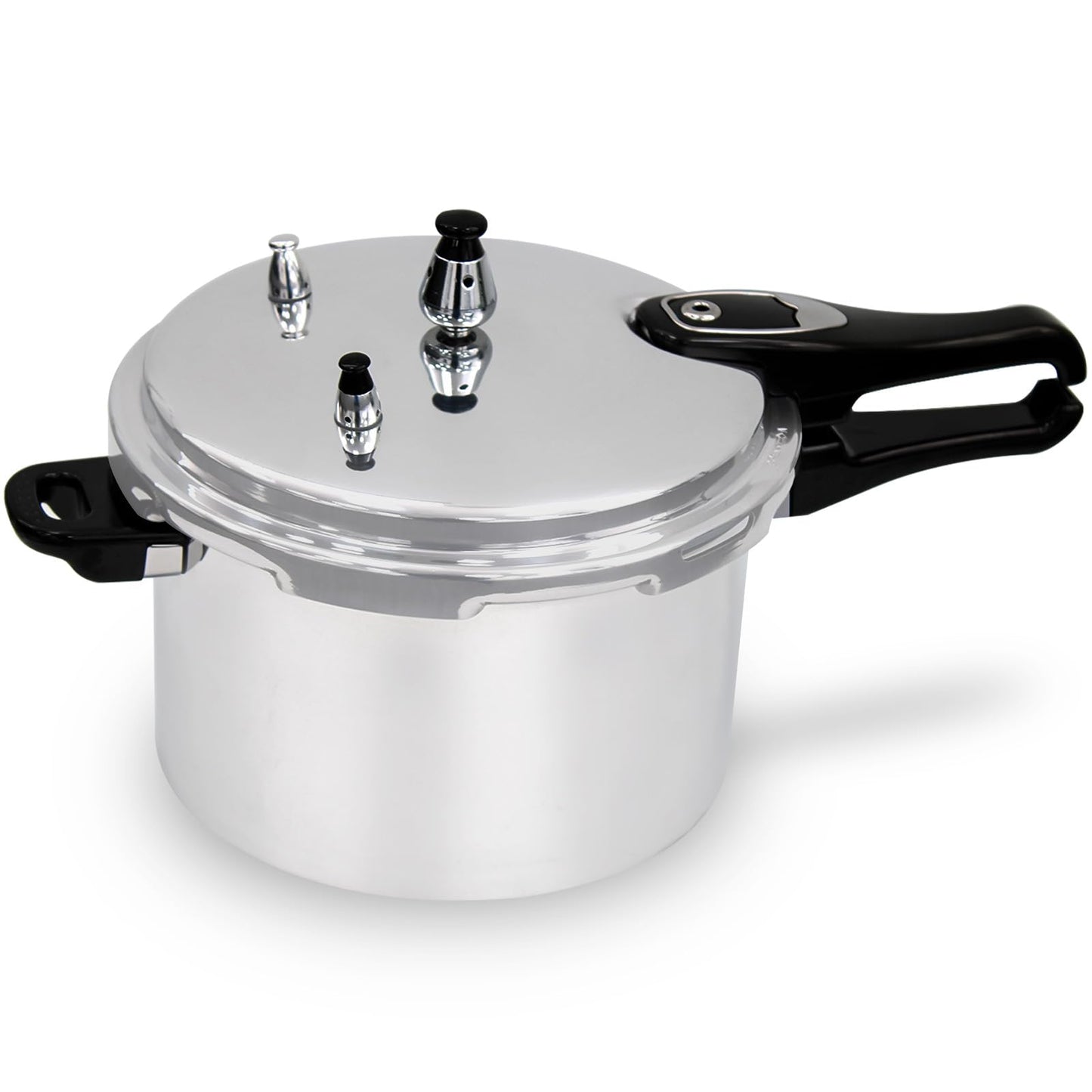 7.5 Litre Dual Handle Pressure Cooker for Kitchen & Catering, Aluminium + Stainless Steel, Suitable for all Hob Types Including Induction Hob - Silver