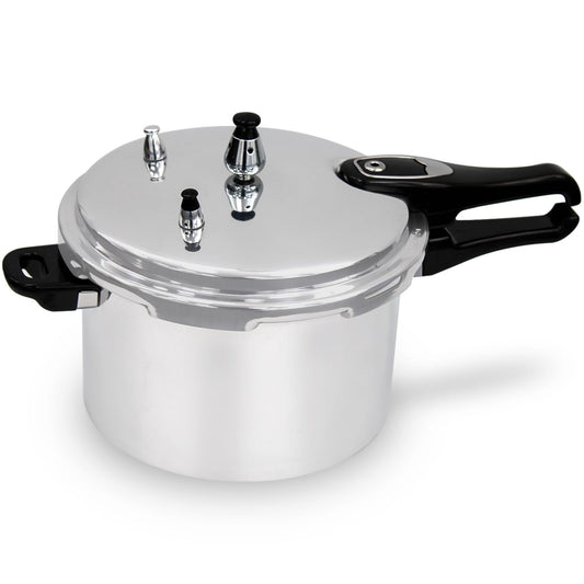 7.5 Litre Dual Handle Pressure Cooker for Kitchen & Catering, Aluminium + Stainless Steel, Suitable for all Hob Types Including Induction Hob - Silver